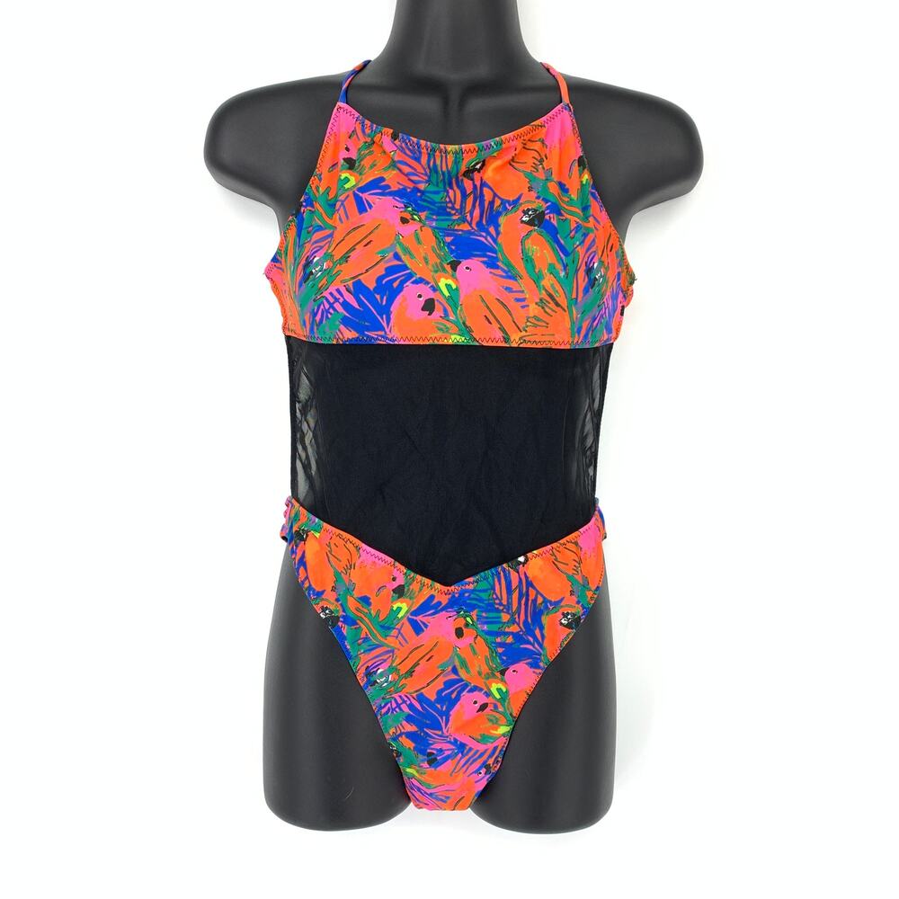 Mandalynn Swimsuit Women's Sz Medium Tropical Floral Print Tie-Back Monokini